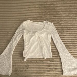 Amazon White Lace Bell Sleeve Blouse